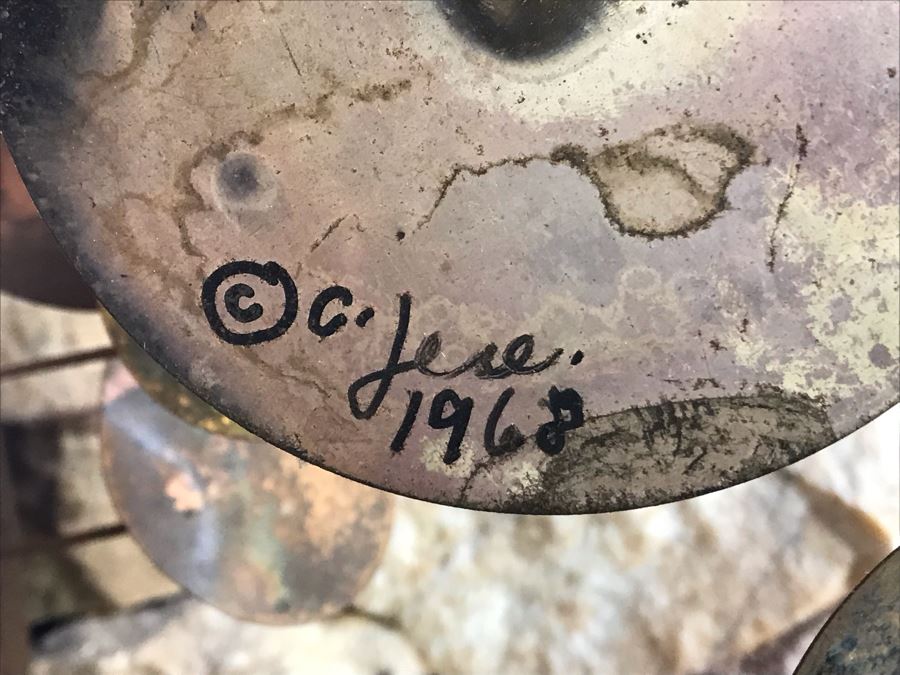 Vintage 1968 Mid-Century Modern Signed Curtis Jere Metal Wall Mirror Sculpture Raindrops 32W [Photo 7]