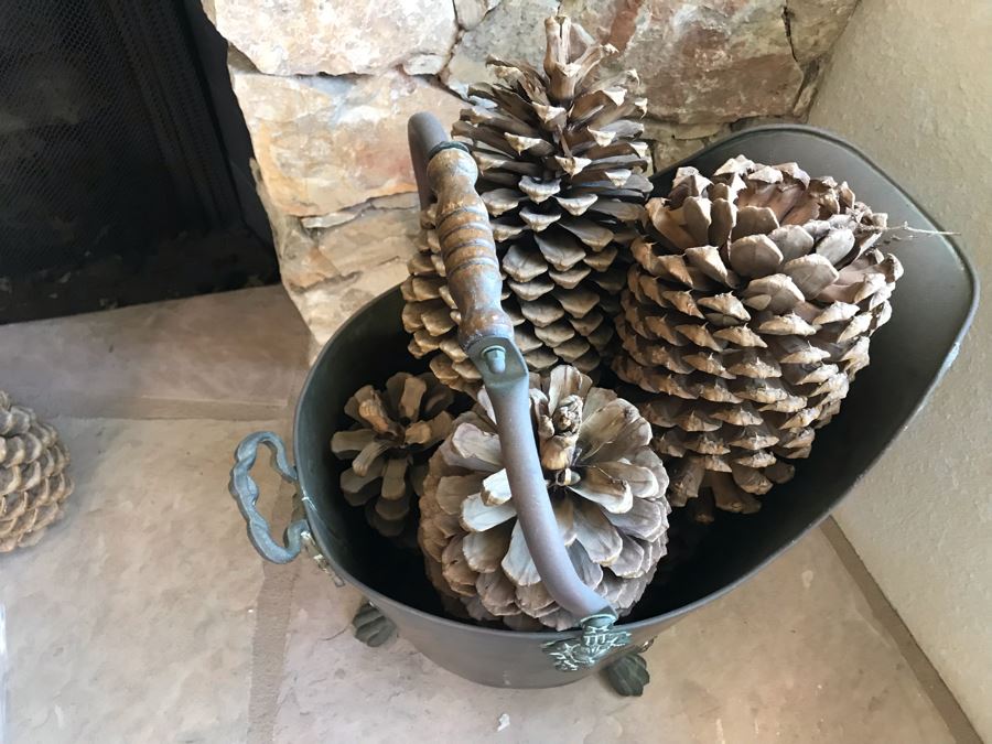 Vintage Brass Footed Coal Ash Scuttle Bucket 18W X 12D X 19H [Photo 5]