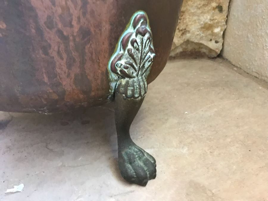 Vintage Brass Footed Coal Ash Scuttle Bucket 18W X 12D X 19H [Photo 4]