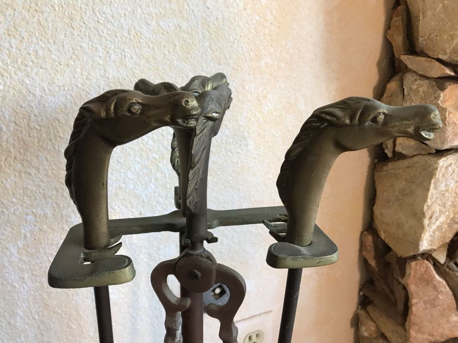 Vintage Brass Horsehead Fireplace Tools [Photo 3]