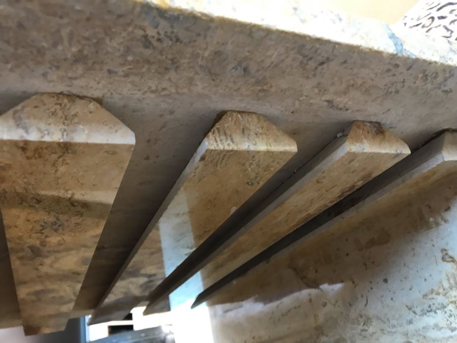 Solid Marble Table With Wine Storage And Overhead Wine Glass Storage On Casters [Photo 8]