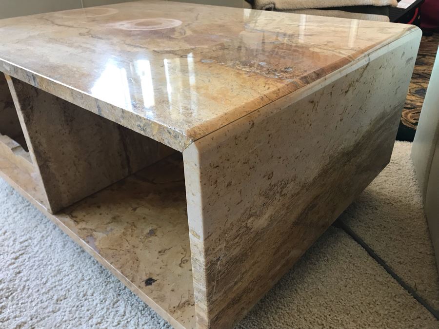 Solid Marble Table With Wine Storage And Overhead Wine Glass Storage On Casters [Photo 6]