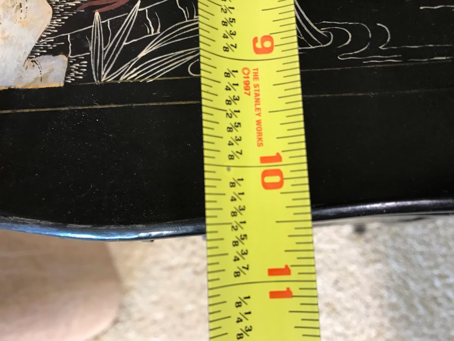 Pair Of Asian Black Lacquer 3-Drawer Side Tables 14W X 10.5D X 26H [Photo 13]