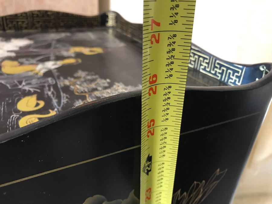 Pair Of Asian Black Lacquer 3-Drawer Side Tables 14W X 10.5D X 26H [Photo 14]