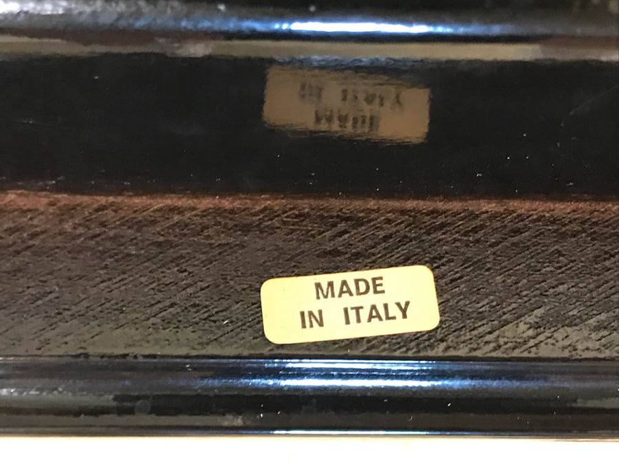 Pair Of Italian Black Wooden Armchairs With Cane Seats (With Red Cushions) [Photo 10]