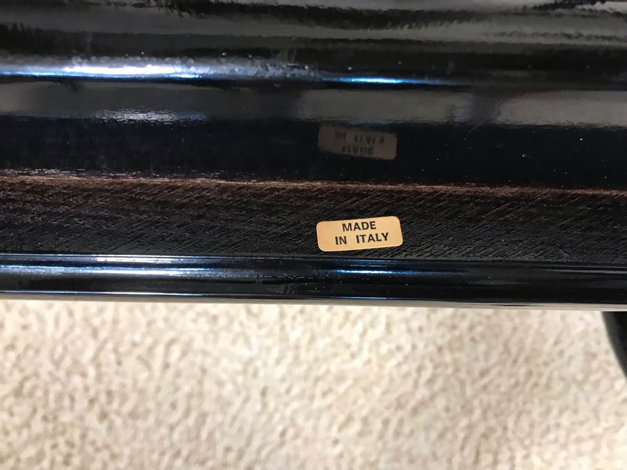 Pair Of Italian Black Wooden Armchairs With Cane Seats (With Red Cushions) [Photo 9]