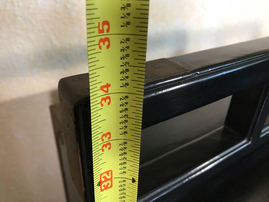 Vintage Asian Cabinet With Brass Hardware, Single Drawer And Three Shelves Lockable 22.5W X 18D X 34H [Photo 23]