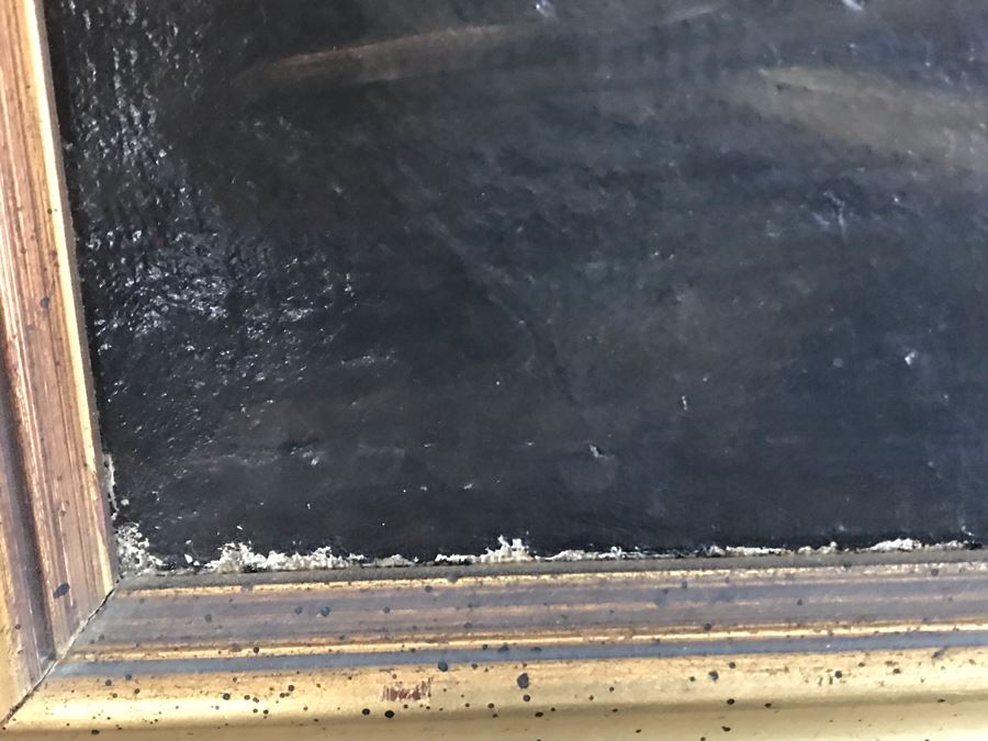 Original Antique Oil Painting No Signature Visible On Front - Pencil Signature On Back 32W X 39H [Photo 16]