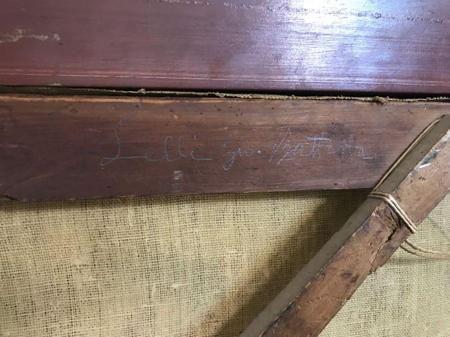 Original Antique Oil Painting No Signature Visible On Front - Pencil Signature On Back 32W X 39H [Photo 25]