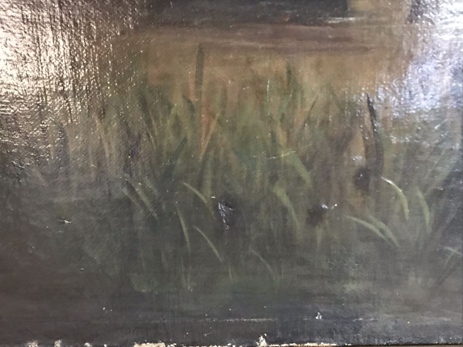 Original Antique Oil Painting No Signature Visible On Front - Pencil Signature On Back 32W X 39H [Photo 15]