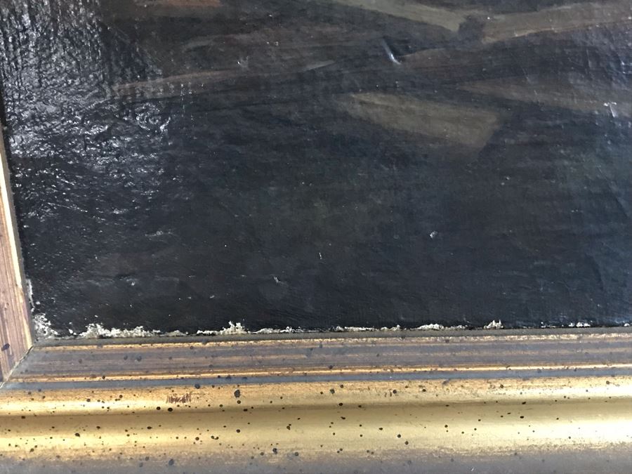 Original Antique Oil Painting No Signature Visible On Front - Pencil Signature On Back 32W X 39H [Photo 17]
