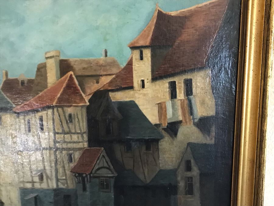 Original Antique Oil Painting No Signature Visible On Front - Pencil Signature On Back 32W X 39H [Photo 8]