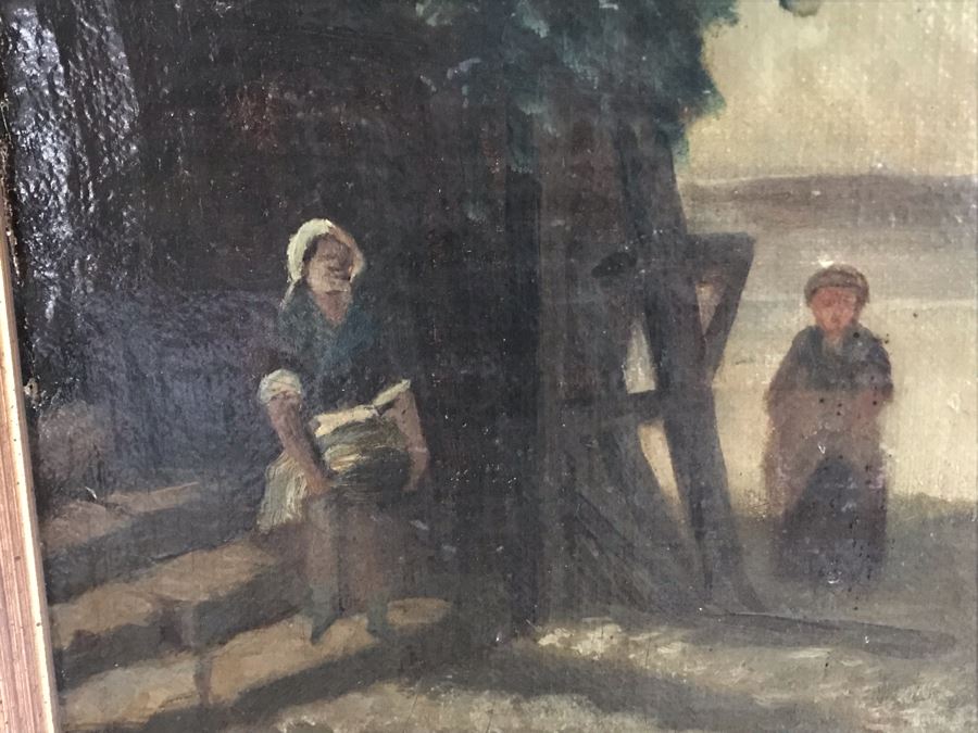 Original Antique Oil Painting No Signature Visible On Front - Pencil Signature On Back 32W X 39H [Photo 12]