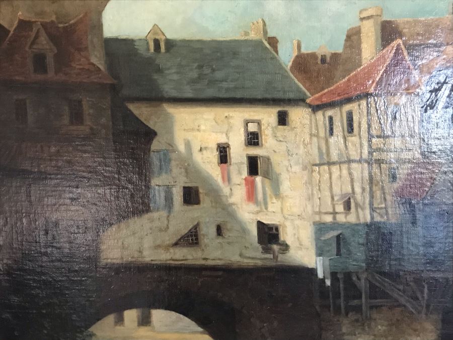 Original Antique Oil Painting No Signature Visible On Front - Pencil Signature On Back 32W X 39H [Photo 9]