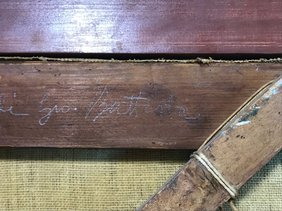 Original Antique Oil Painting No Signature Visible On Front - Pencil Signature On Back 32W X 39H [Photo 34]