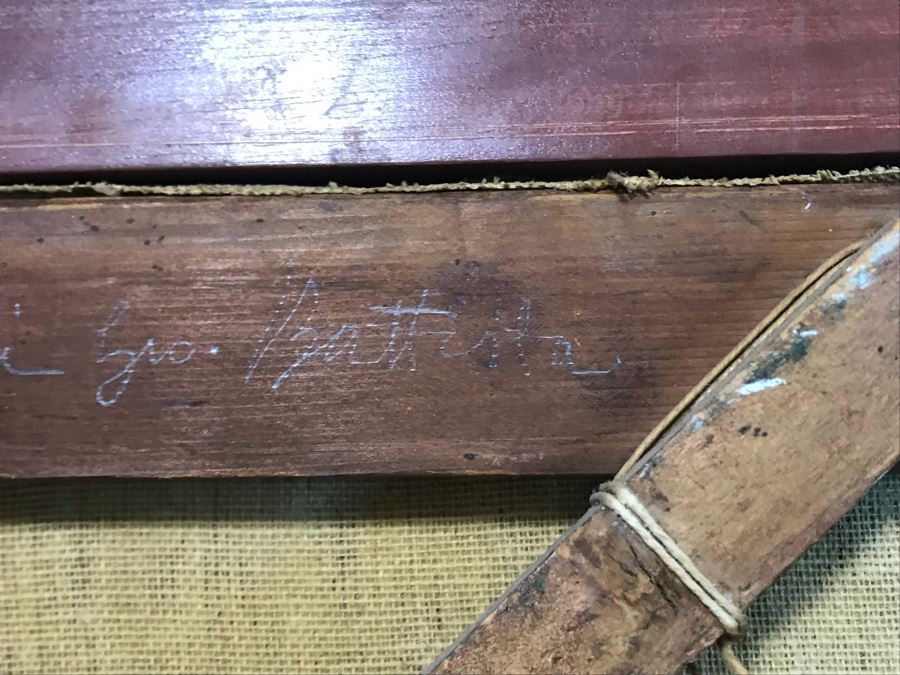 Original Antique Oil Painting No Signature Visible On Front - Pencil Signature On Back 32W X 39H [Photo 33]