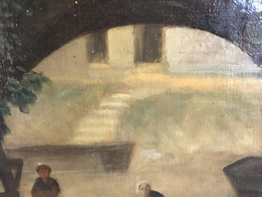 Original Antique Oil Painting No Signature Visible On Front - Pencil Signature On Back 32W X 39H [Photo 13]