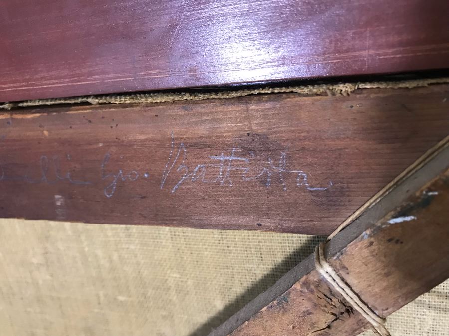 Original Antique Oil Painting No Signature Visible On Front - Pencil Signature On Back 32W X 39H [Photo 27]