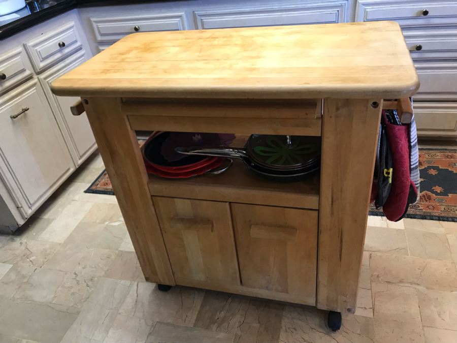 Butcher Block Top Kitchen Island On Casters 36W X 20D X 35H [Photo 5]