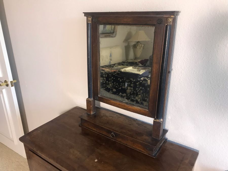 Antique 2-Drawer Dresser Chest Of Drawers With Removable Mirror 36W X 18D X 33H [Photo 11]