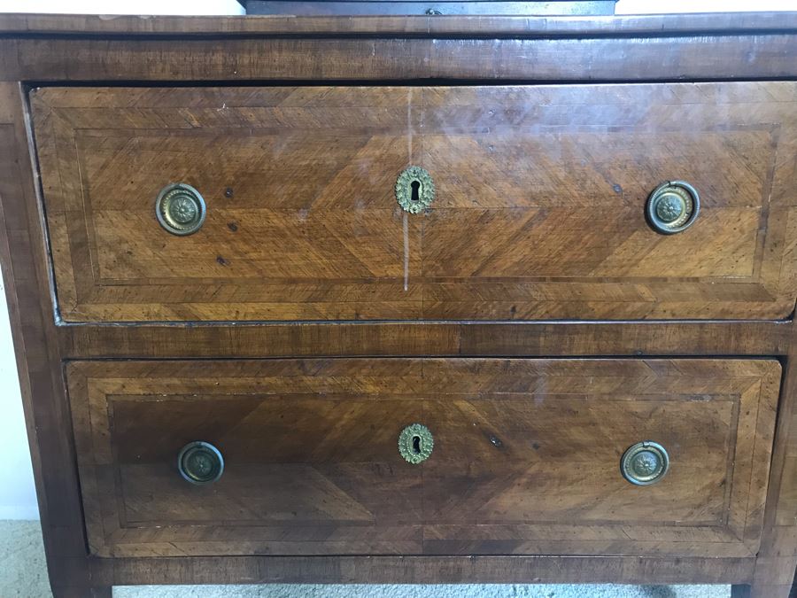 Antique 2-Drawer Dresser Chest Of Drawers With Removable Mirror 36W X 18D X 33H [Photo 6]