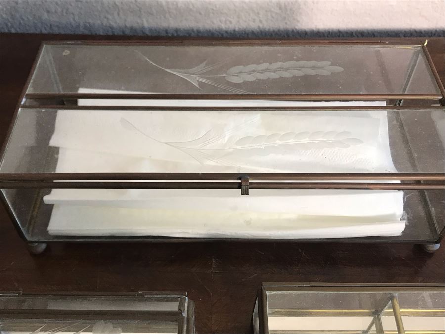 Set Of Three Brass Glass Boxes [Photo 5]