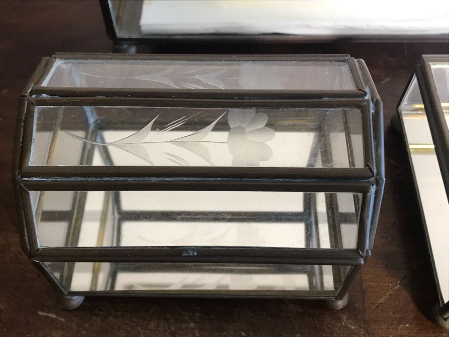 Set Of Three Brass Glass Boxes [Photo 4]
