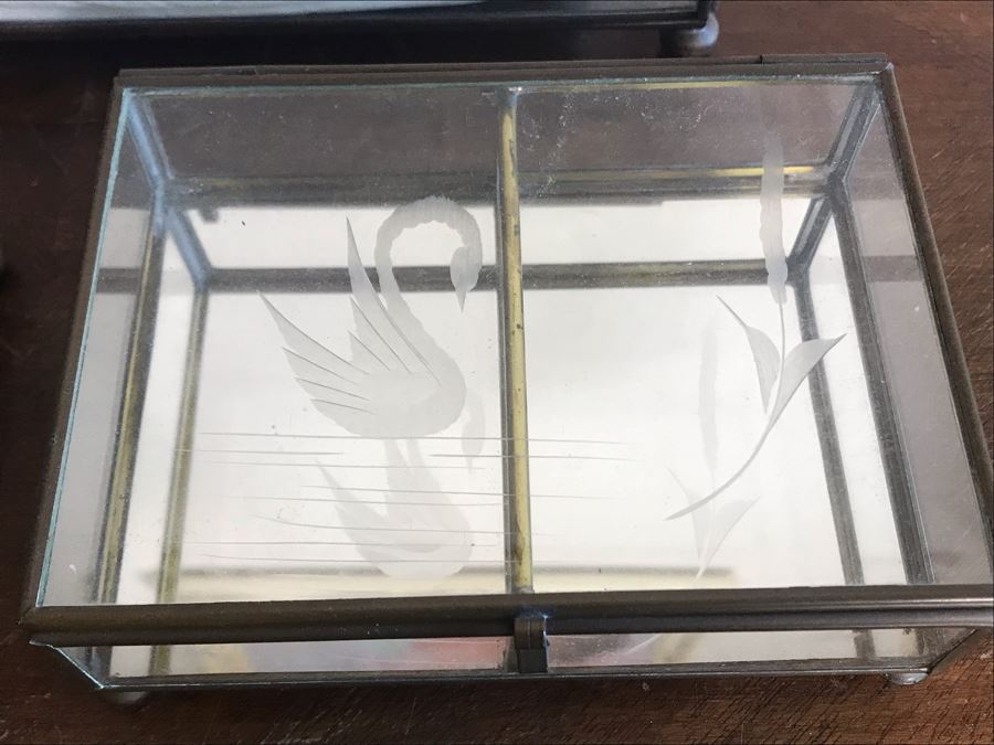 Set Of Three Brass Glass Boxes [Photo 3]