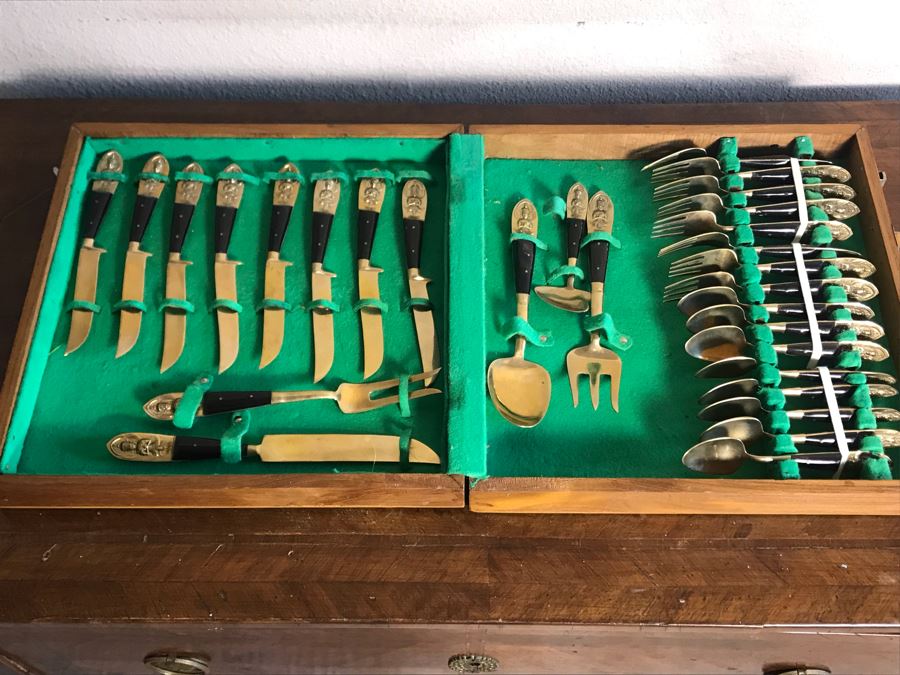 Vintage Siam Brass Flatware With Box [Photo 2]