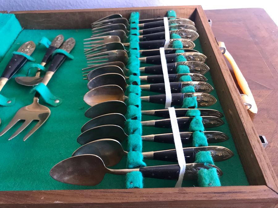 Vintage Siam Brass Flatware With Box [Photo 9]