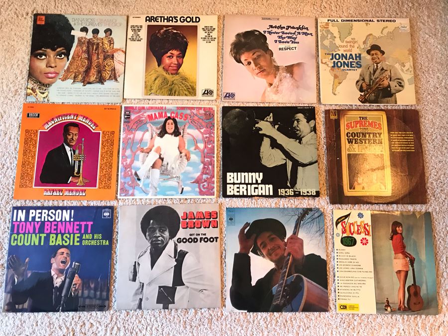 Vinyl Record Collection Including James Brown, Aretha Franklin, Bob Dylan, Mama Cass - (12) Records [Photo 2]