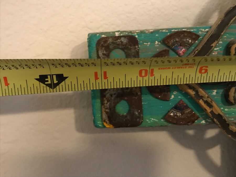 Mexican Folk Art Wooden Cross Candleholder With Metal Embelishments 11W X 24H [Photo 8]