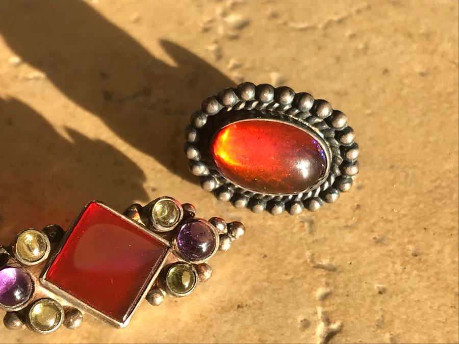 Vintage Sterling Silver Brooch Pendant And Vintage Sterling Silver Screw Back Earrings 15.1g [Photo 4]