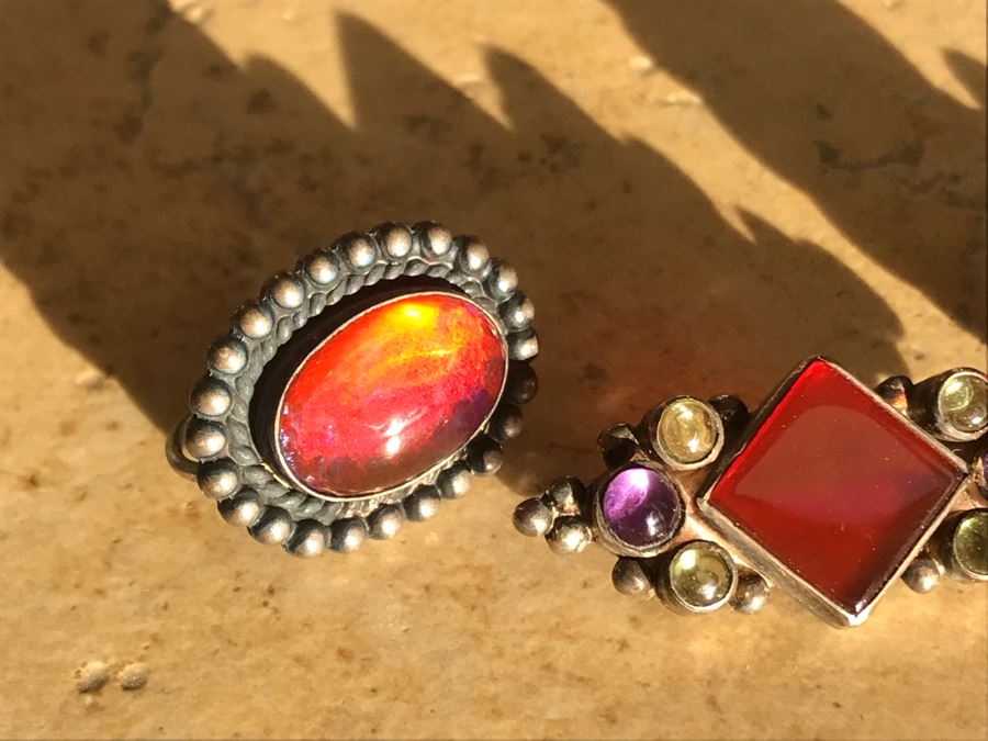 Vintage Sterling Silver Brooch Pendant And Vintage Sterling Silver Screw Back Earrings 15.1g [Photo 5]