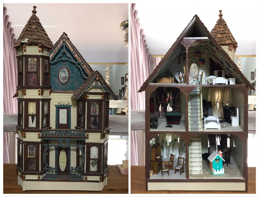 Large Victorian Doll House Furnished 23W X 18D X 36H - See Photos