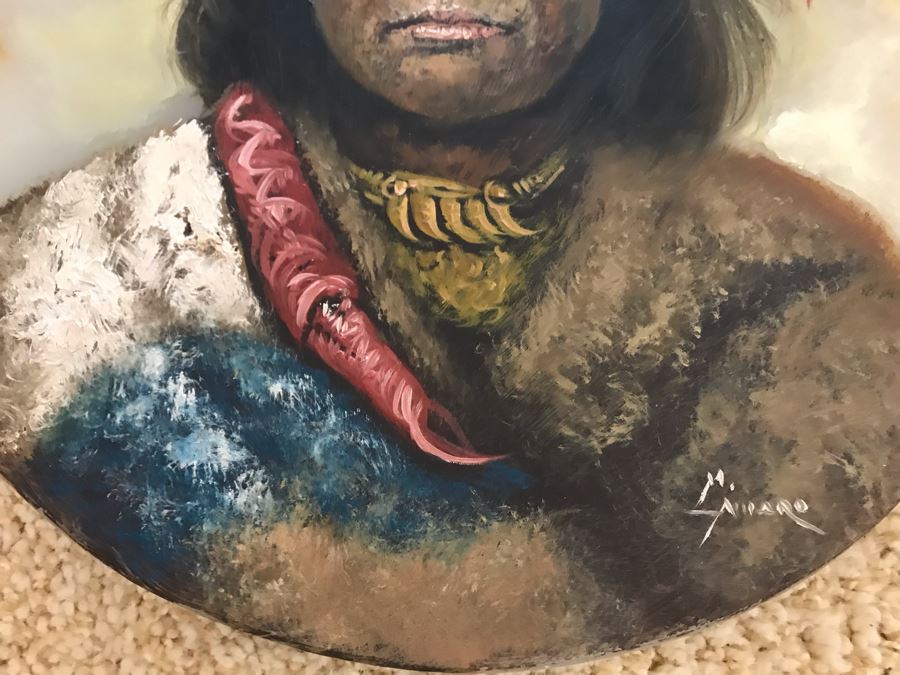 Original Native American Painting On Onyx By M. Amaro 14R [Photo 4]