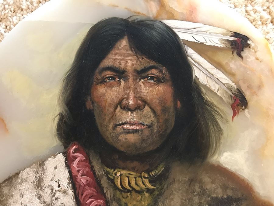 Original Native American Painting On Onyx By M. Amaro 14R [Photo 3]