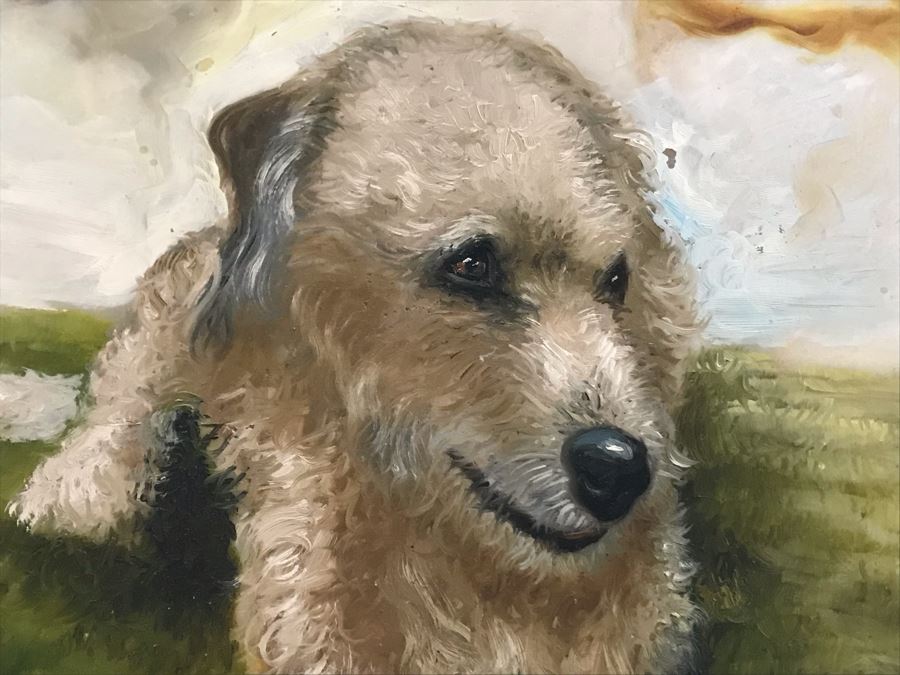 Original Dog Painting On Onyx By M. Amaro 16R [Photo 4]