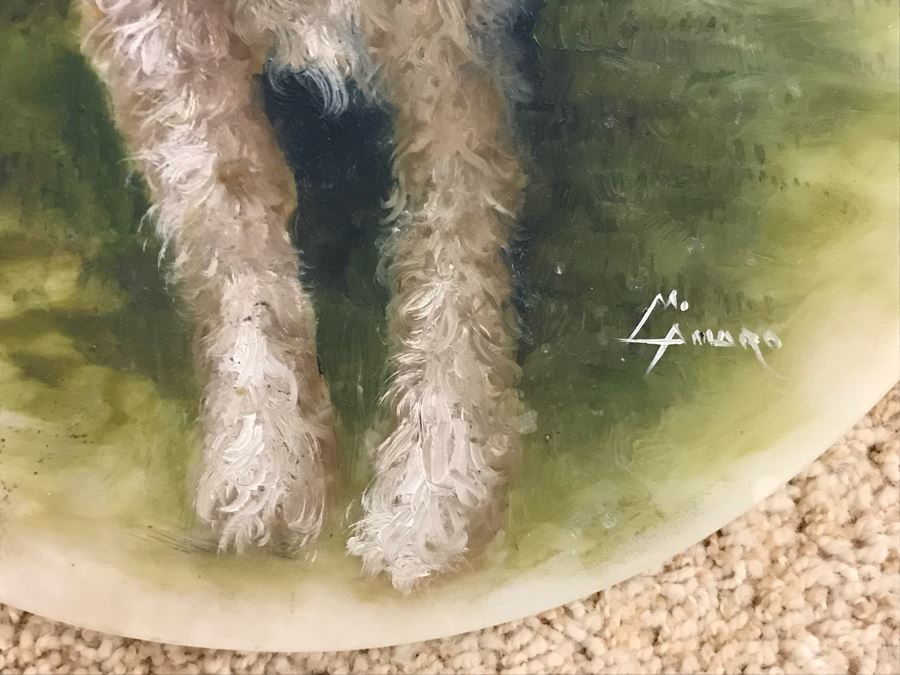 Original Dog Painting On Onyx By M. Amaro 16R [Photo 5]