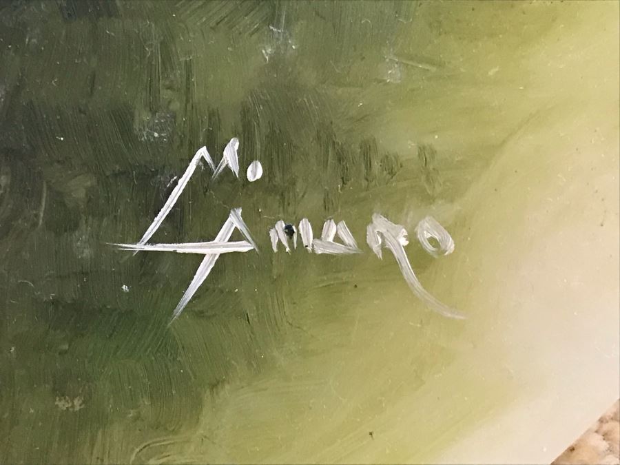 Original Dog Painting On Onyx By M. Amaro 16R [Photo 6]