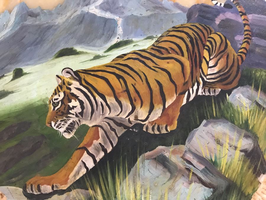 Original Tiger Painting On Onyx 13.5W [Photo 4]