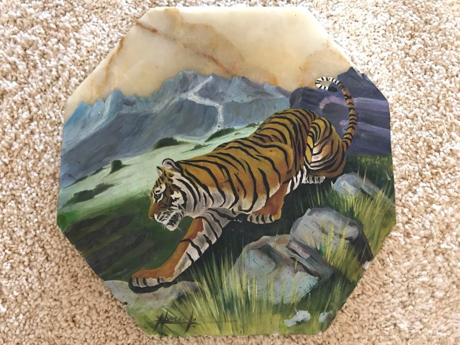 Original Tiger Painting On Onyx 13.5W [Photo 2]