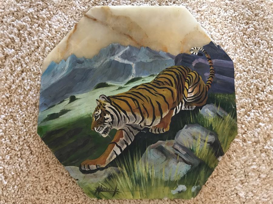 Original Tiger Painting On Onyx 13.5W [Photo 3]