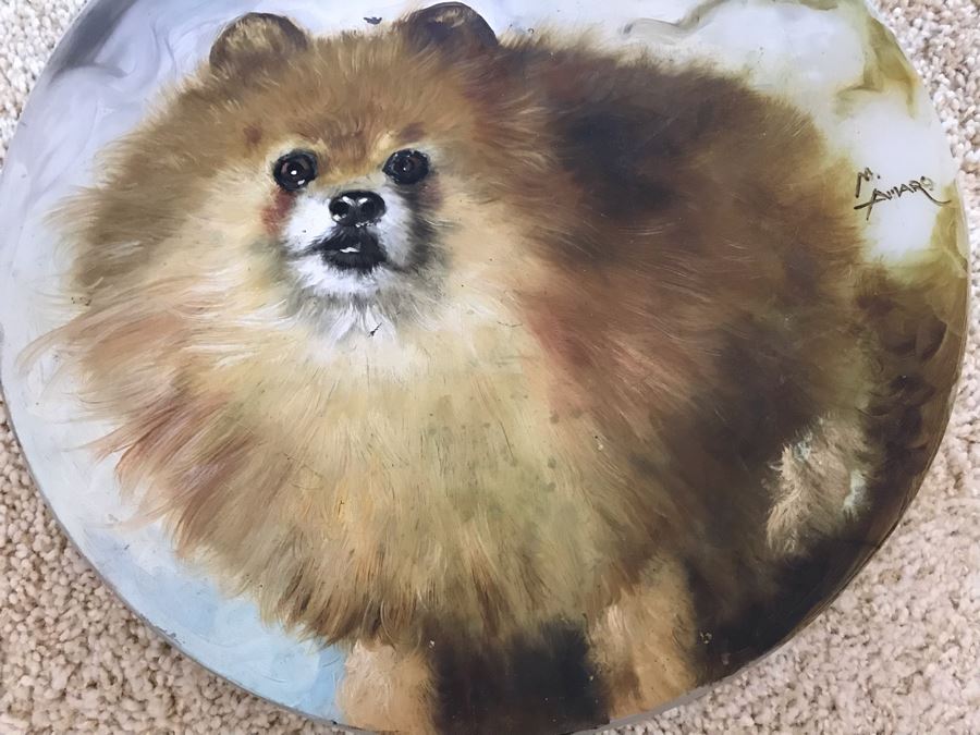 Original Dog Painting On Onyx By M. Amaro 16R [Photo 4]