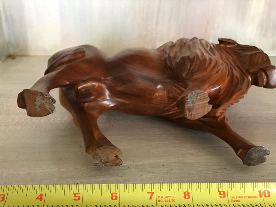 Carved Wooden Buffalo Figurine 10W X 3D X 8H [Photo 6]