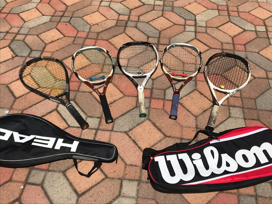 Collection Of (5) Well Used Women's Tennis Rackets
