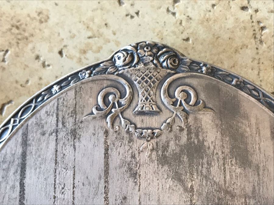 Vintage Sterling Silver Vanity Set With Hand Mirror And Brush (Note Glass Mirror Needs To Be Reglued) [Photo 5]