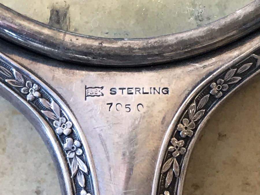 Vintage Sterling Silver Vanity Set With Hand Mirror And Brush (Note Glass Mirror Needs To Be Reglued) [Photo 8]