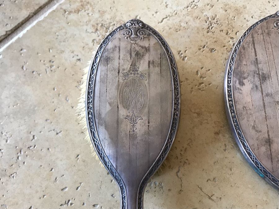 Vintage Sterling Silver Vanity Set With Hand Mirror And Brush (Note Glass Mirror Needs To Be Reglued) [Photo 7]