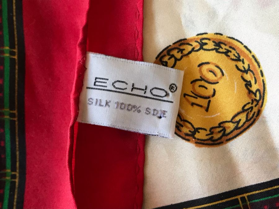 Vintage Echo Christmas Themed Santa Claus Silk Scarf 53L X 11W [Photo 7]